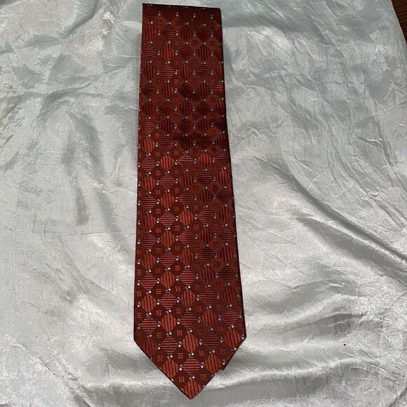 Joseph Abboud orange diamonds silk tie - Picture 2 of 5